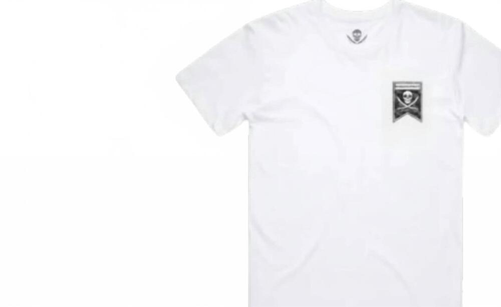 NEW HAGGARD PIRATE men's burgee camo tee in white
